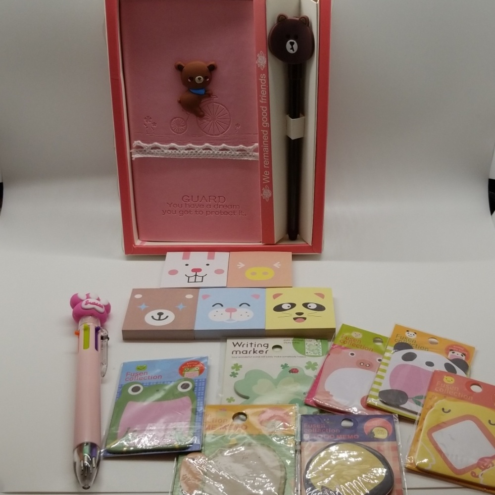 Kawaii mixed animal designs stationary gift set.